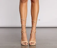 Wrapped Style Faux Nubuck Block Heels