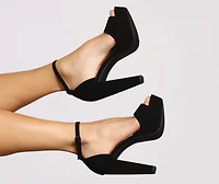 Faux Nubuck Platform Basic Block Heels