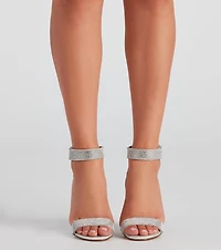 Rhinestone Romance Glitter Mesh Block Heels