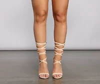 Wrapped Glam Faux Suede Block Heels