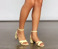 Stylish Straps Faux Leather Block Heels