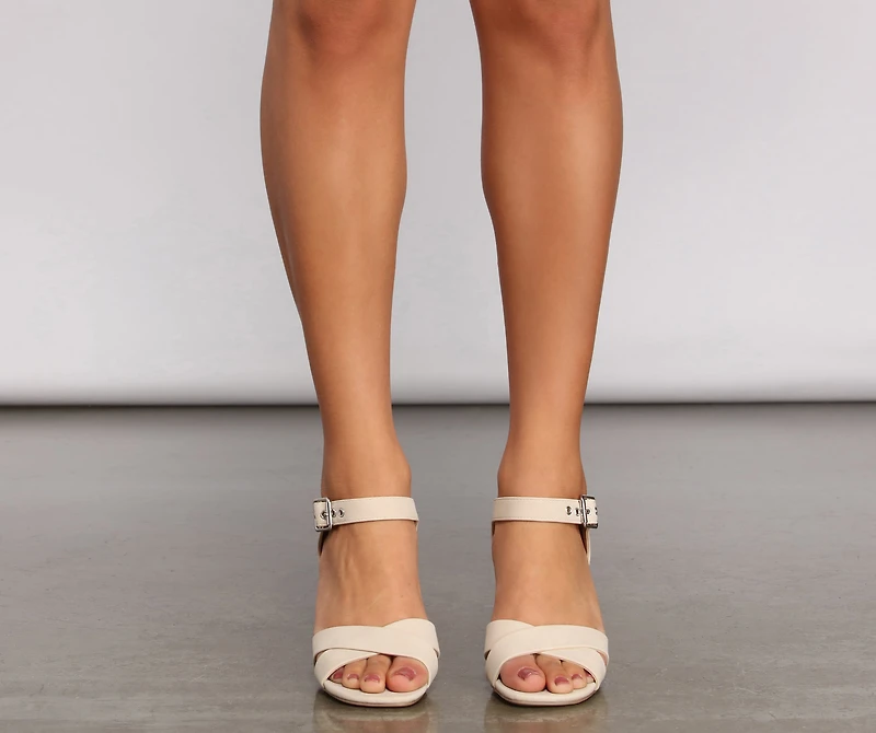 Lay On The Style Criss Cross Block Heels