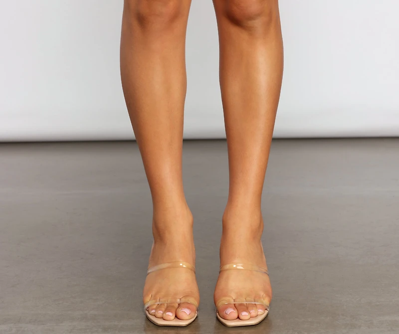 Stylish And Sleek Double Strap Lucite Mules