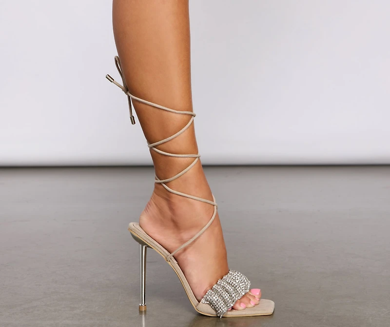 Rhine And Ruched Rhinestone Stiletto Heels