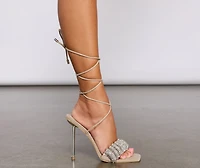 Rhine And Ruched Rhinestone Stiletto Heels