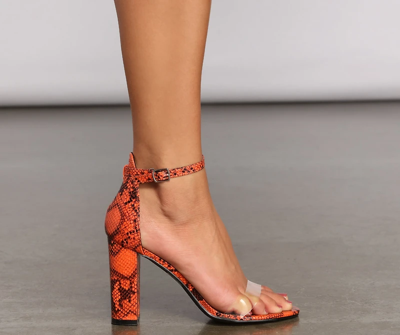 Sassy Style Snake Print Block Heels