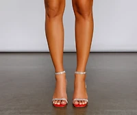 Oh You Glam PVC Rhinestone Strap Block Heels