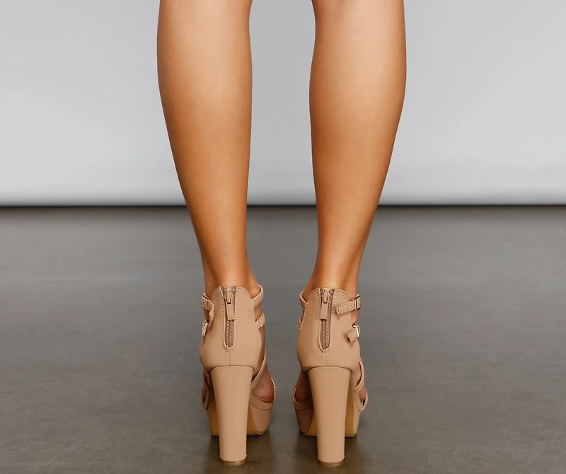 Night Diva Criss Cross Ankle Strap Block Heels