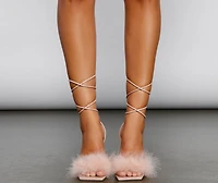 Glam Life Marabou Lace-Up Heels