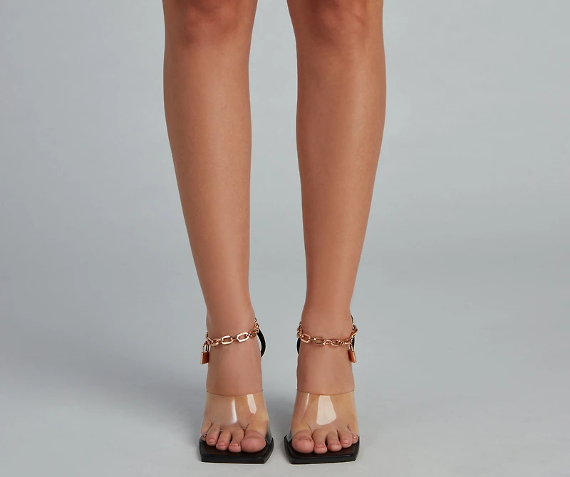 Key To Your Heart Chain Lock Charm Stiletto Heels
