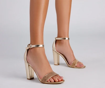 Stepping Glam Chrome Rhinestone Heels