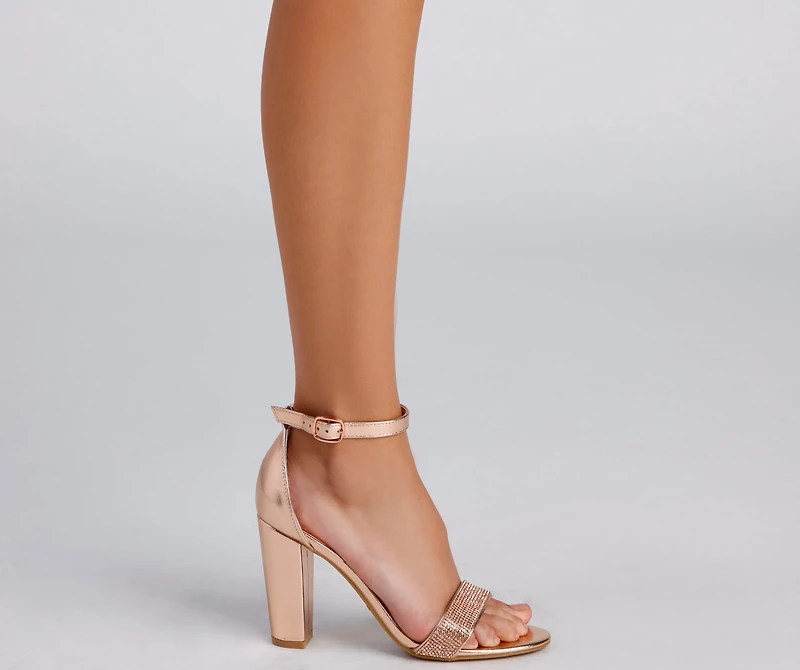 Stepping Glam Chrome Rhinestone Heels
