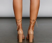 Edgy Glam Faux Leather Block Heels