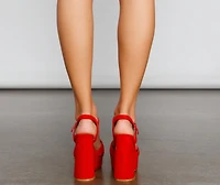 Chic Like Fire Criss Cross Block Platform Heels