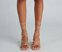Strappy Chic Faux Leather Block Heels