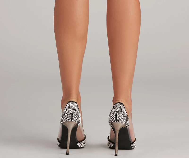 City Glam Rhinestone PVC Stiletto Pumps
