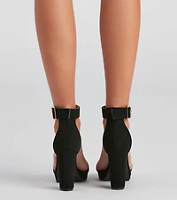 Basic Nubuck Platform Block Heels