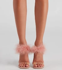 Wait Fur It Marabou Lucite Heels