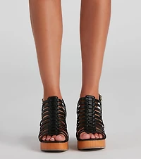 Getaway Vibes Caged Block Heel