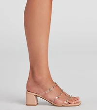 Studded PVC Caged Strap Mules