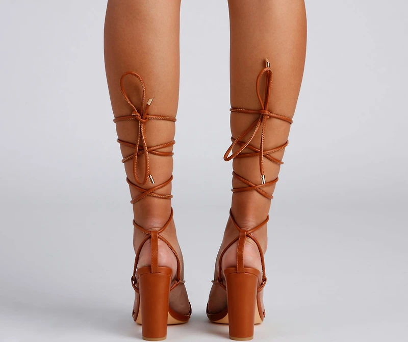 Stylish Babe Lace-Up Block Heels