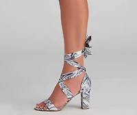 Vibe Out Y2K Lace-Up Block Heels