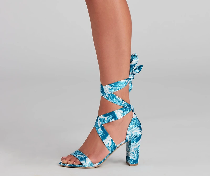 Vibe Out Y2K Lace-Up Block Heels