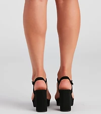Step Nubuck Block Heels