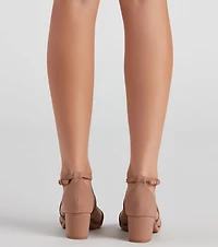 Cross Paths Nubuck Block Heels