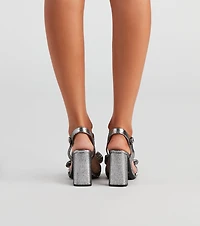 Metallic Sheen Bow Accent Heels