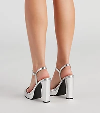 You Glow Girl Metallic Block Heels