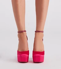 Season To Party Satin Platform Pumps