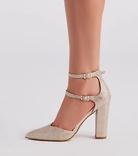 Glitz Glitter Mesh Pointed Toe Pumps