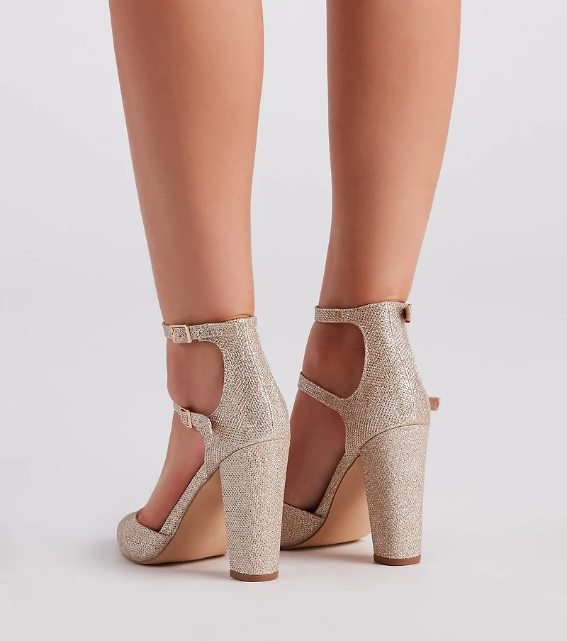 Glitz Glitter Mesh Pointed Toe Pumps