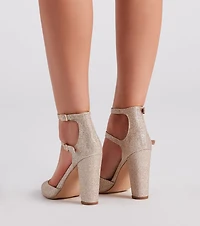 Glitz Glitter Mesh Pointed Toe Pumps