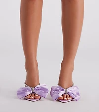 Present With Style Satin Bow Rhinestone Mules