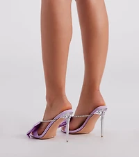 Present With Style Satin Bow Rhinestone Mules