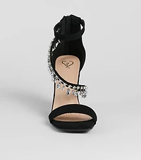A Moment Of Luxe Rhinestone Trim Block Heels