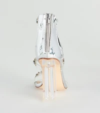 Iridescent Glow Gemstone Clear Block Heels