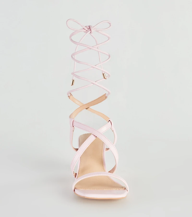 Catch Me If You Can Lace-Up Block Heels