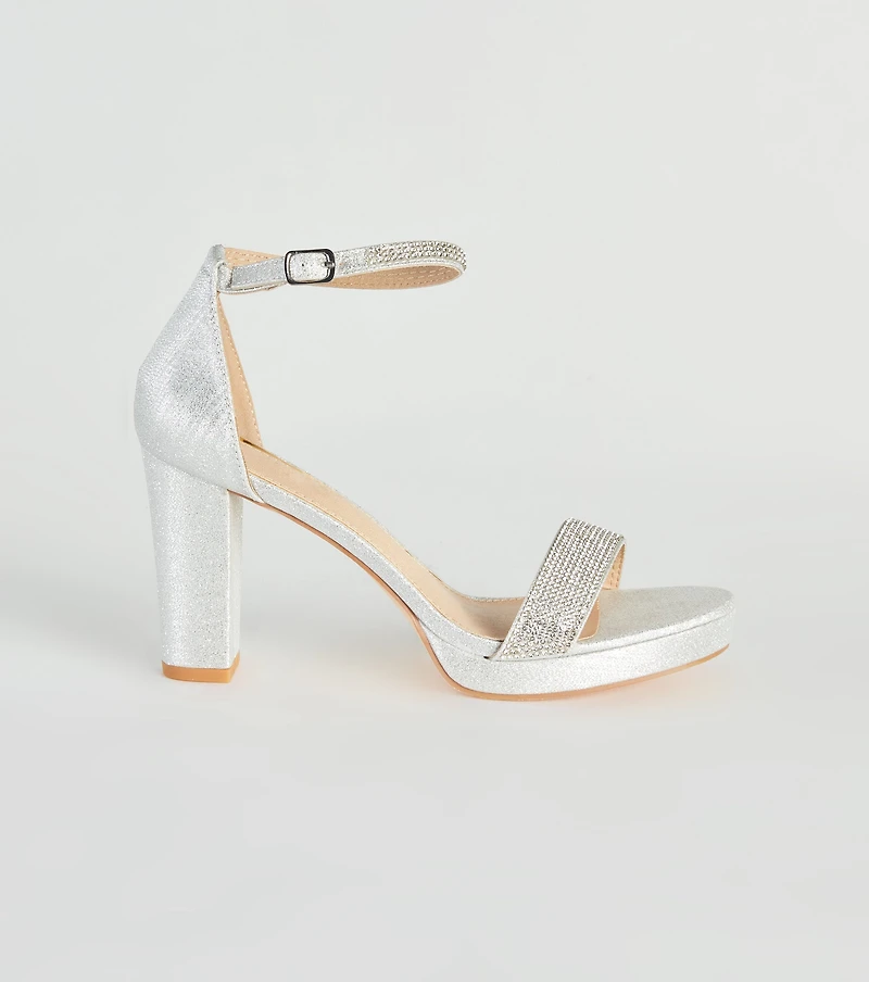 Glam Time Rhinestone Glitter Platform Heels