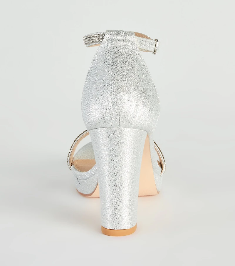 Glam Time Rhinestone Glitter Platform Heels