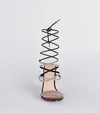 Lace Me Up Rhinestone Block Heels