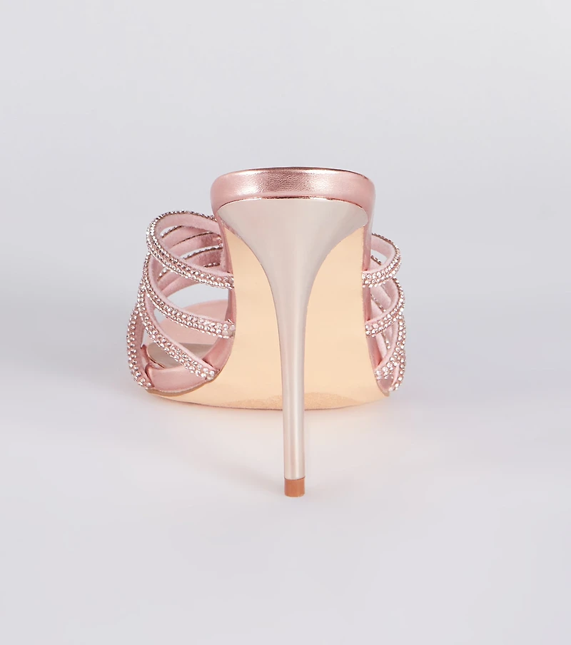 Show Up And Sparkle Rhinestone Metallic Mules