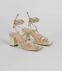 Come Around Metallic Lace-Up Block Heels
