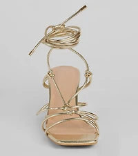 Come Around Metallic Lace-Up Block Heels