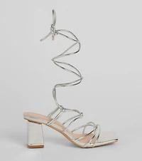 Come Around Metallic Lace-Up Block Heels