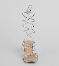 Come Around Metallic Lace-Up Block Heels