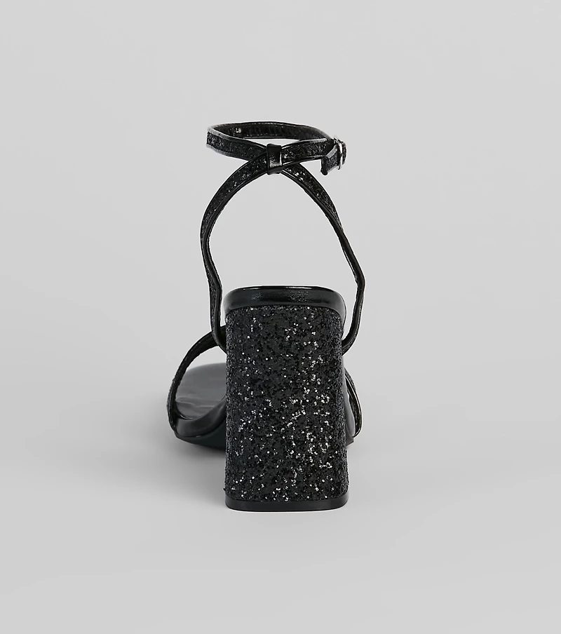 No Stopping Her Shine Glitter Block Heels