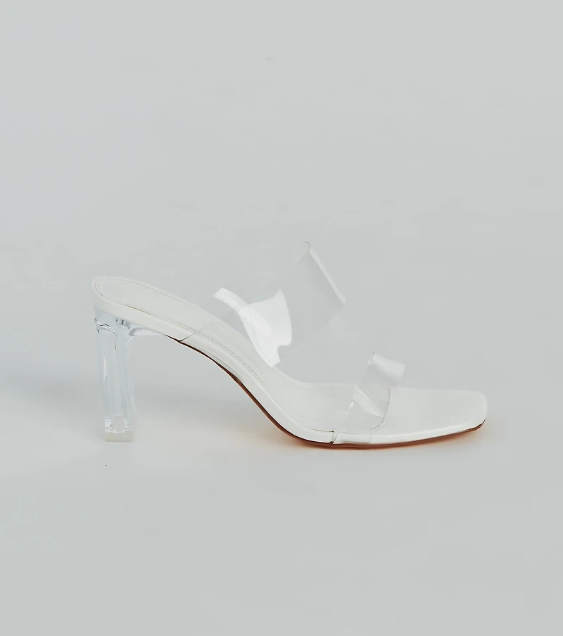 Style So Clear Strap Metallic Block Heel Mules